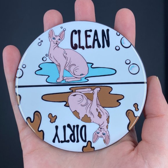 White Sphynx Cat Dishwasher Magnet Kitchen Sign - Picture 2 of 5